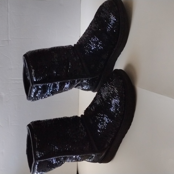 UGG Classic Cosmos Sequin Black  Women's Booties 7 - Picture 3 of 9
